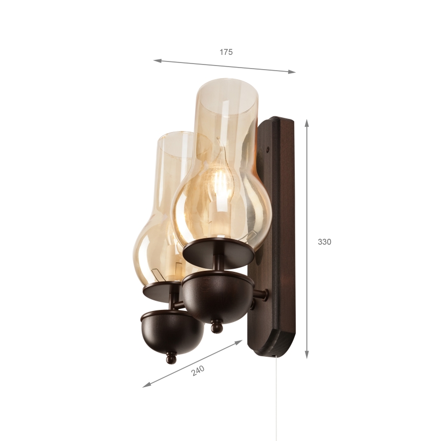 Brilagi - Iluminação de parede COTTAGE 2xE14/40W/230V faia/castanho