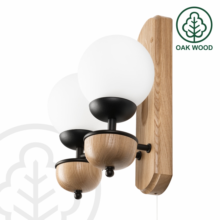 Brilagi - Iluminação de parede COTTAGE 2xG9/40W/230V carvalho/branco