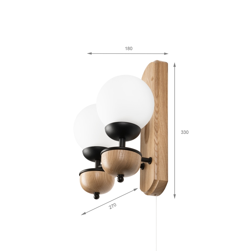 Brilagi - Iluminação de parede COTTAGE 2xG9/40W/230V carvalho/branco