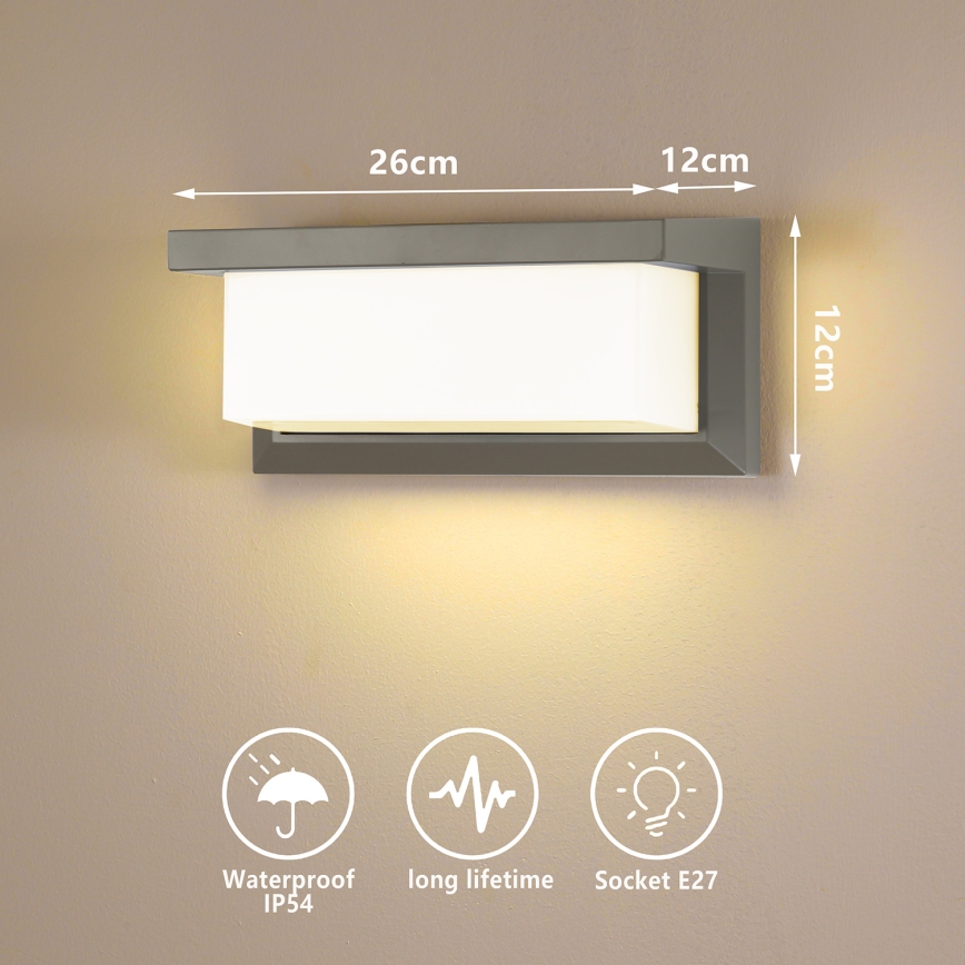 Brilagi - Iluminação de parede exterior BRICKY 1xE27/60W/230V cinzento IP54