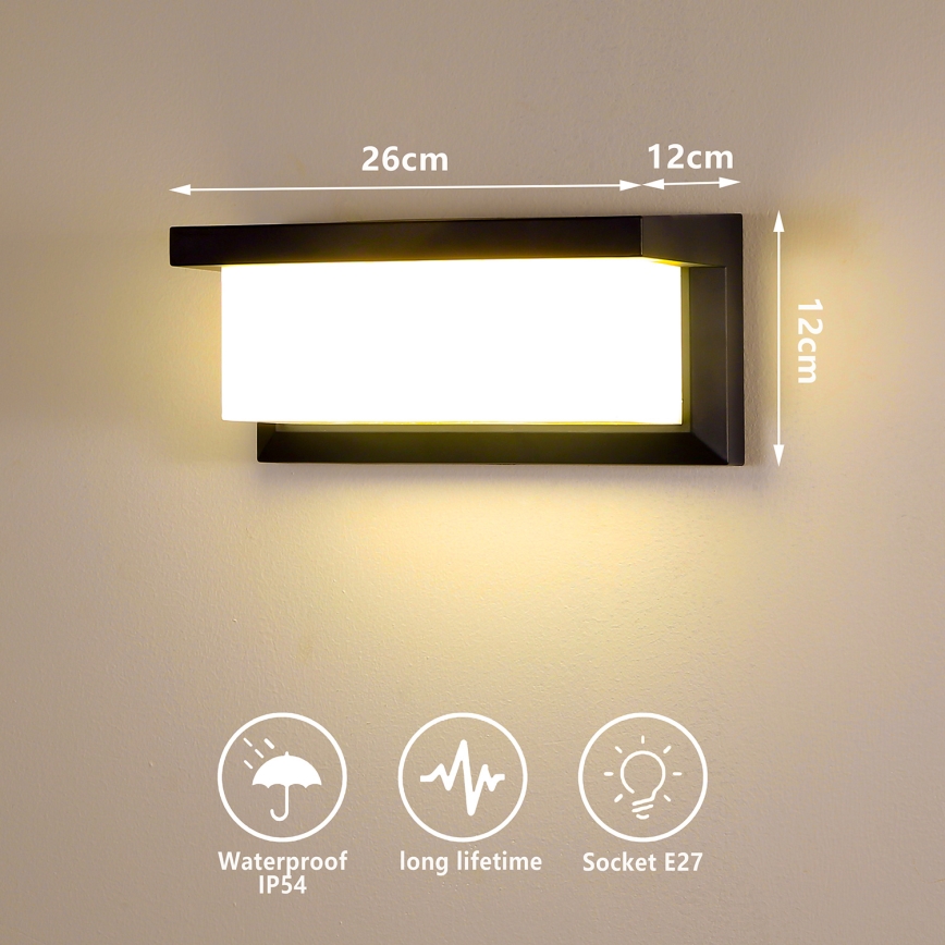 Brilagi - Iluminação de parede exterior BRICKY 1xE27/60W/230V preto IP54