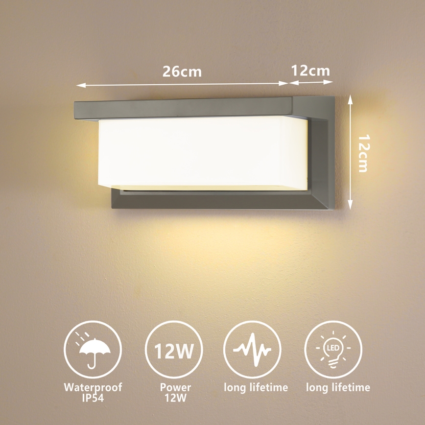 Brilagi - Iluminação de parede exterior LED BRICKY LED/12W/230V cinzento IP54