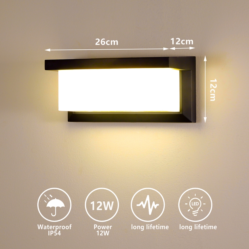 Brilagi - Iluminação de parede exterior LED BRICKY LED/12W/230V preto IP54
