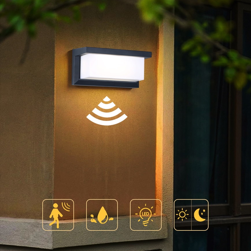 Brilagi - Iluminação de parede exterior LED com sensor BRICKY LED/12W/230V antracite IP54