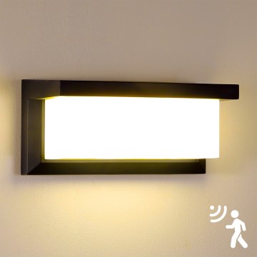 Brilagi - Iluminação de parede exterior LED com sensor BRICKY LED/12W/230V preto IP54