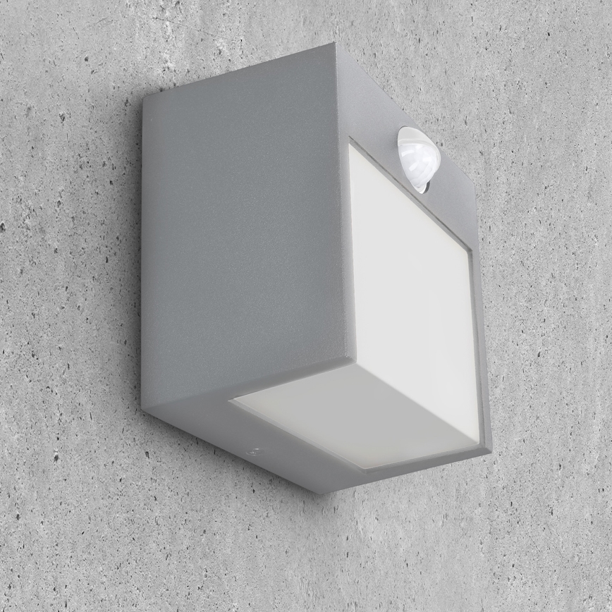 Brilagi - Iluminação de parede exterior LED com sensor TERNI LED/12W/230V cinzento IP44
