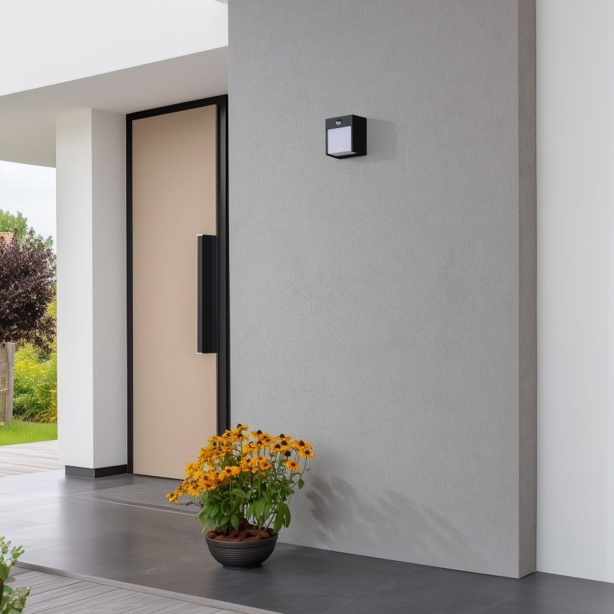 Brilagi - Iluminação de parede exterior LED com sensor TERNI LED/12W/230V preto IP44