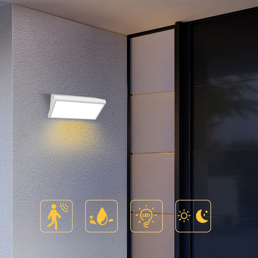 Brilagi - Iluminação de parede LED exterior com sensor TRIANGLE LED/20W/230V branco IP65