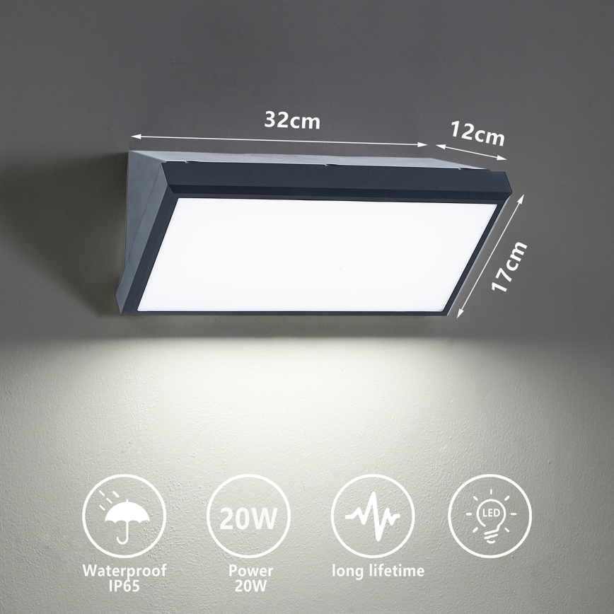 Brilagi - Iluminação de parede exterior LED TRIANGLE LED/20W/230V 3000/4000/6500K antracite IP65