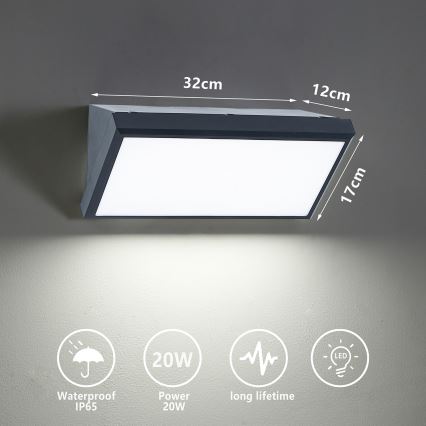 Brilagi - Iluminação de parede exterior LED TRIANGLE LED/20W/230V antracite IP65