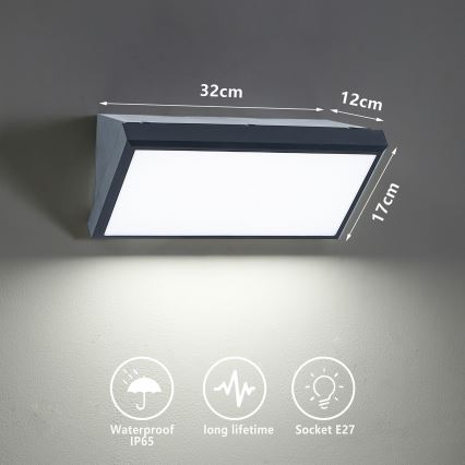 Brilagi - Iluminação de parede exterior TRIANGLE 1xE27/60W/230V antracite IP65