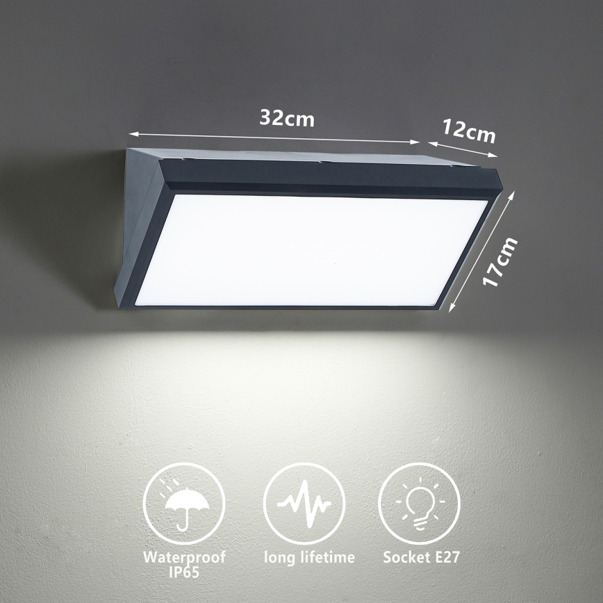 Brilagi - Iluminação de parede exterior TRIANGLE 1xE27/60W/230V antracite IP65