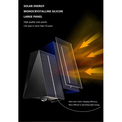 Brilagi - Iluminação de parede solar LED PYRAMID LED/2W/3,2V 1300 mAh IP54