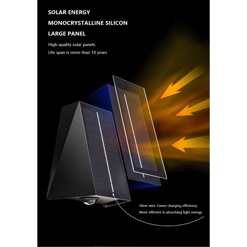 Brilagi - Iluminação de parede solar LED PYRAMID LED/2W/3,2V 1300 mAh IP54