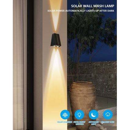 Brilagi - Iluminação de parede solar LED PYRAMID LED/2W/3,2V 1300 mAh IP54