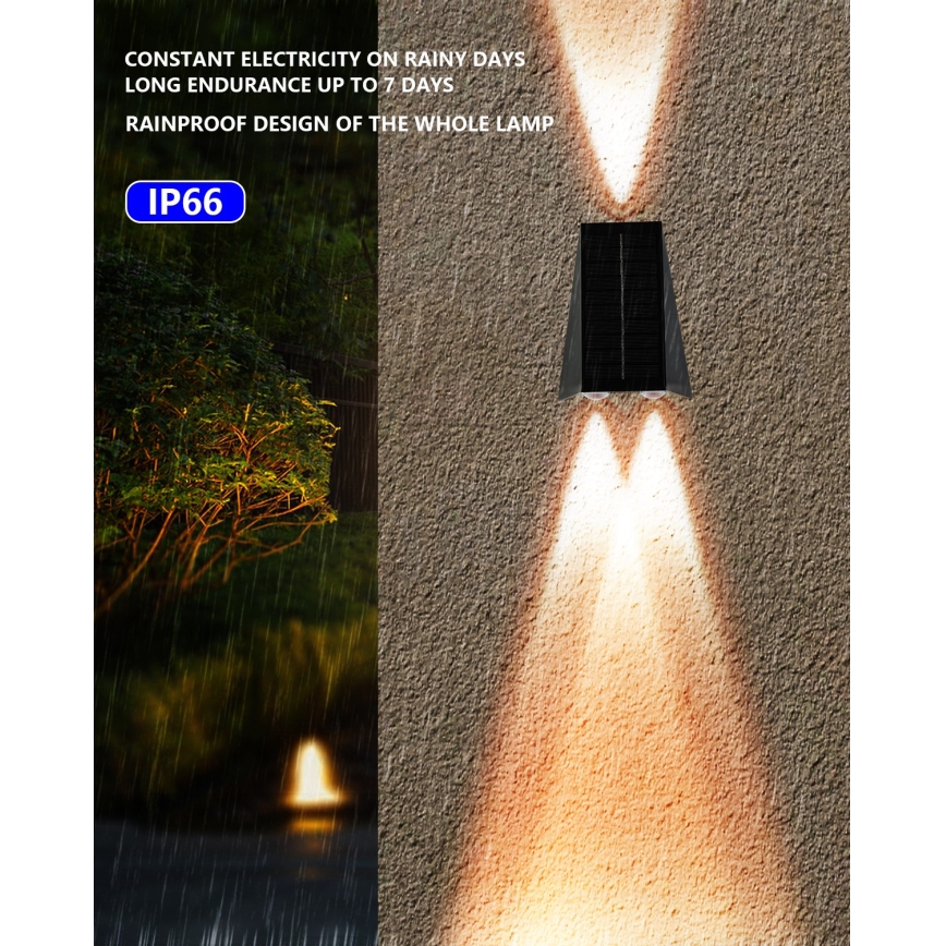 Brilagi - Iluminação de parede solar LED PYRAMID LED/2W/3,2V 1300 mAh IP54