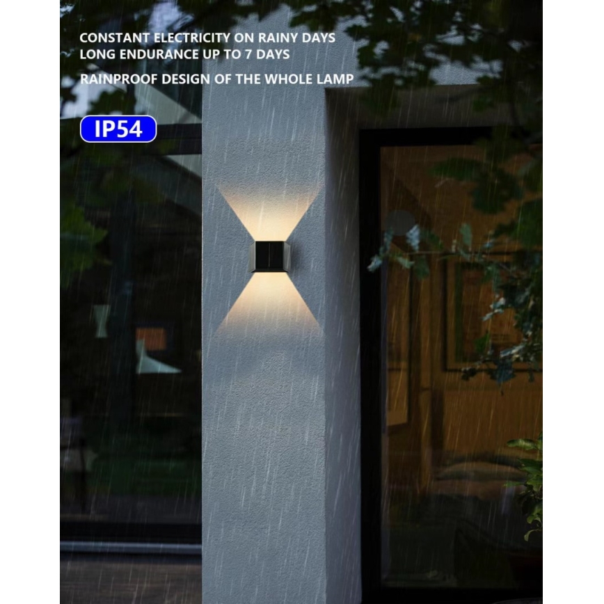 Brilagi - Iluminação de parede solar LED SOLAR CUBE LED/2W/3,2V 1300 mAh IP54