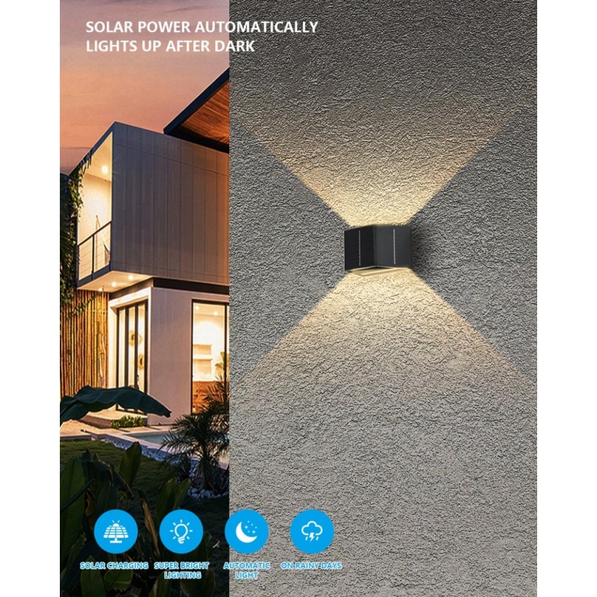 Brilagi - Iluminação de parede solar LED SOLAR CUBE LED/2W/3,2V 1300 mAh IP54