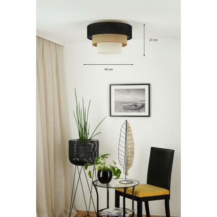 Brilagi - Iluminação de teto ASPEN LUNETA 1xE27/15W/230V diâmetro 45 cm preto/bege/creme