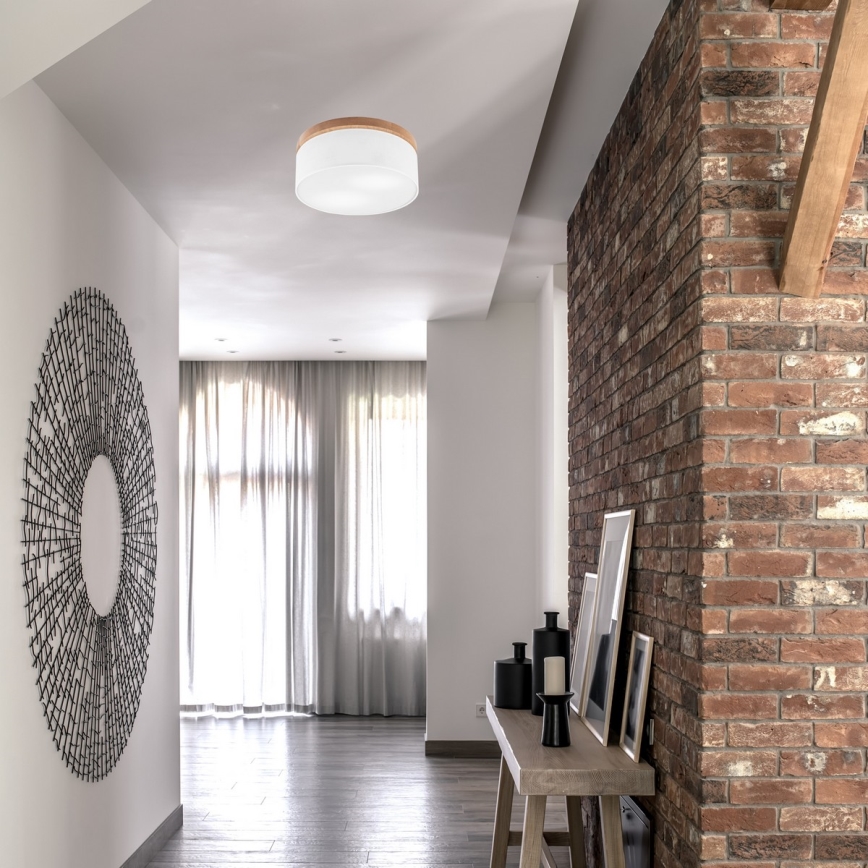 Brilagi - Iluminação de teto BELLADONNA 2xE27/15W/230V diâmetro 40 cm branco/carvalho