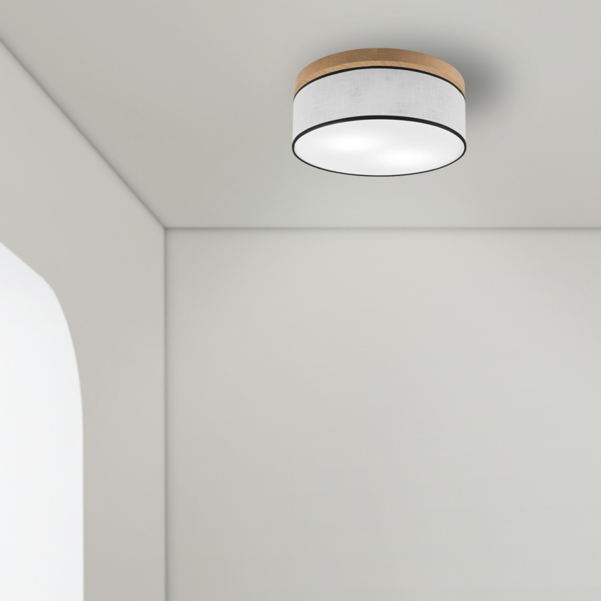 Brilagi - Iluminação de teto BELLADONNA 2xE27/15W/230V diâmetro 40 cm branco/carvalho