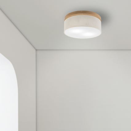 Brilagi - Iluminação de teto BELLADONNA 2xE27/15W/230V diâmetro 40 cm creme/carvalho