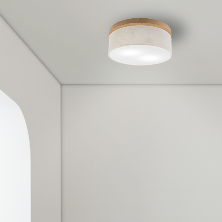 Brilagi - Iluminação de teto BELLADONNA 2xE27/15W/230V diâmetro 40 cm creme/carvalho
