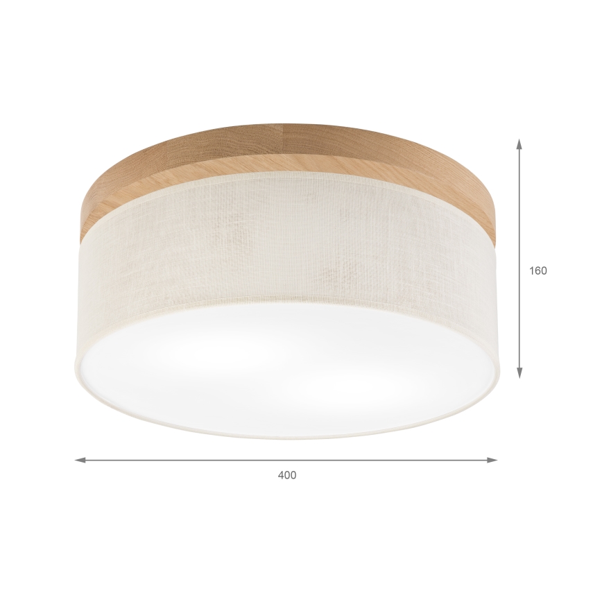Brilagi - Iluminação de teto BELLADONNA 2xE27/15W/230V diâmetro 40 cm creme/carvalho