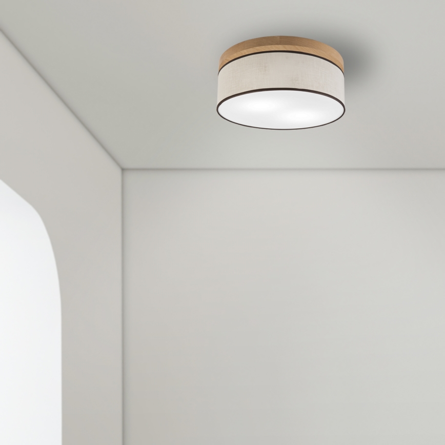 Brilagi - Iluminação de teto BELLADONNA 2xE27/15W/230V diâmetro 40 cm creme/carvalho