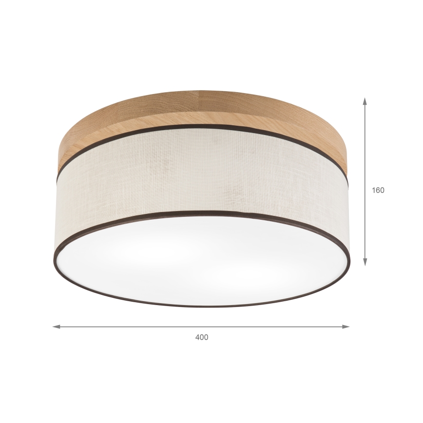 Brilagi - Iluminação de teto BELLADONNA 2xE27/15W/230V diâmetro 40 cm creme/carvalho