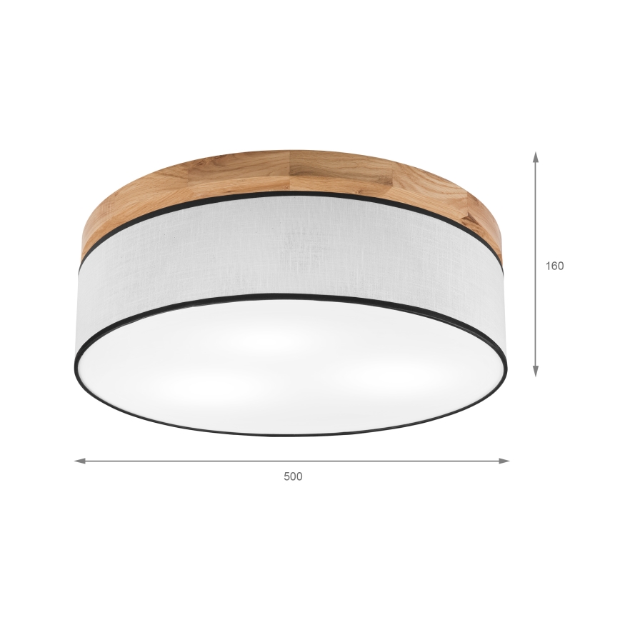 Brilagi - Iluminação de teto BELLADONNA 3xE27/15W/230V diâmetro 50 cm branco/carvalho