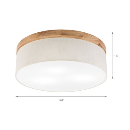 Brilagi - Iluminação de teto BELLADONNA 3xE27/15W/230V diâmetro 50 cm creme/carvalho
