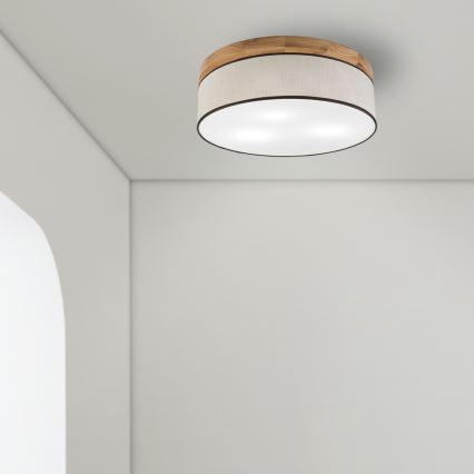 Brilagi - Iluminação de teto BELLADONNA 3xE27/15W/230V diâmetro 50 cm creme/carvalho