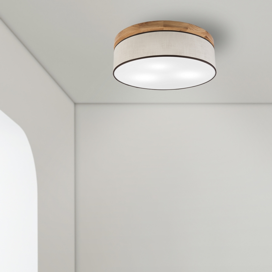 Brilagi - Iluminação de teto BELLADONNA 3xE27/15W/230V diâmetro 50 cm creme/carvalho