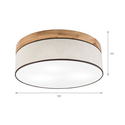 Brilagi - Iluminação de teto BELLADONNA 3xE27/15W/230V diâmetro 50 cm creme/carvalho