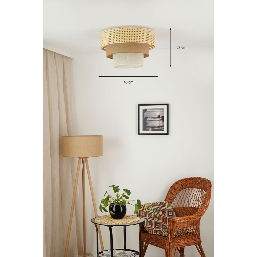 Brilagi - Iluminação de teto CEDAR LUNETA 1xE27/15W/230V diâmetro 45 cm bege/castanho/creme