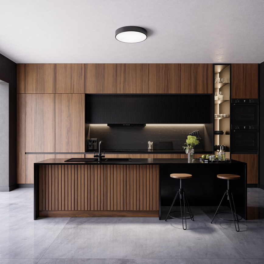 Brilagi - Iluminação de teto com sensor CLARE 2xE27/24W/230V diâmetro 30 cm preto