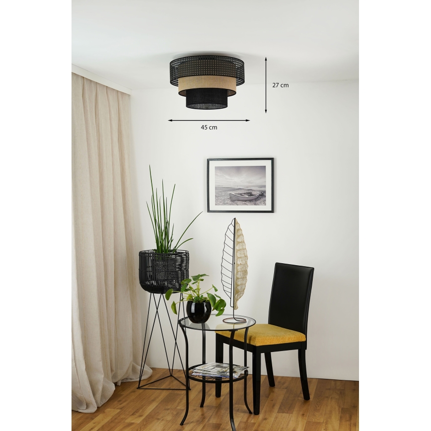 Brilagi - Iluminação de teto DAKOTA LUNETA 1xE27/15W/230V diâmetro 45 cm preto/bege