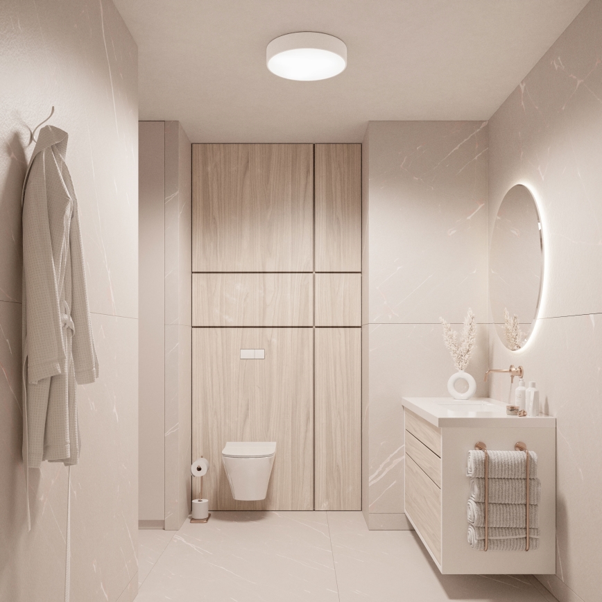 Brilagi - Iluminação de teto de casa de banho CLARE 2xE27/24W/230V diâmetro 30 cm branco IP54