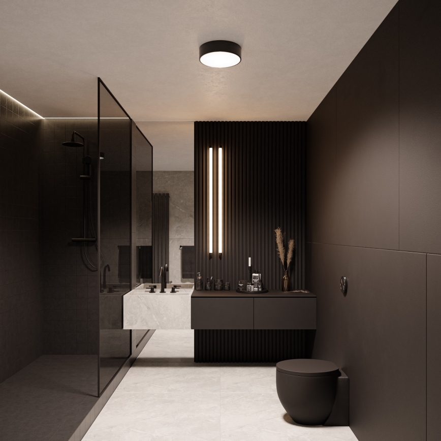 Brilagi - Iluminação de teto de casa de banho CLARE 3xE27/24W/230V diâmetro 40 cm preto IP54