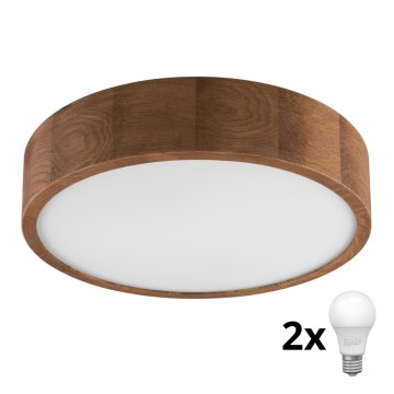 Brilagi - Iluminação de teto LED CARVALHO 2xE27/60W/230V carvalho cereja diâmetro 37 cm