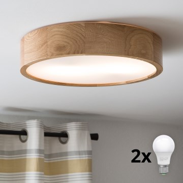 Brilagi - Iluminação de teto LED CARVALHO 2xE27/60W/230V carvalho diâmetro 37,5 cm