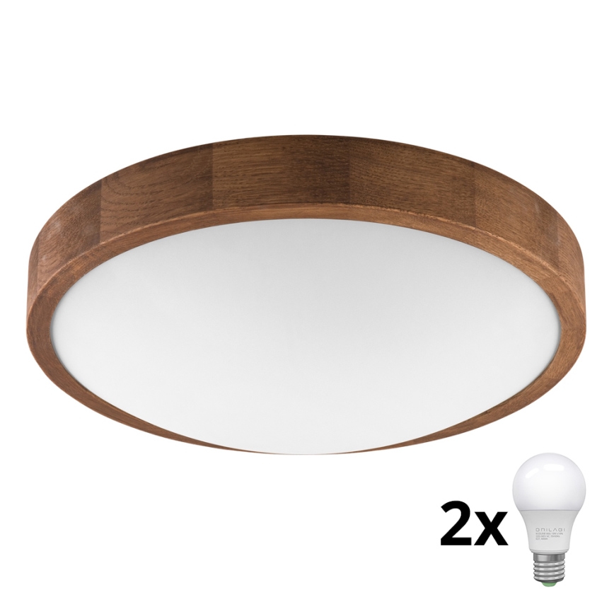 Brilagi - Iluminação de teto LED CARVALHO SLIM 2xE27/60W/230V carvalho cereja diâmetro 37 cm