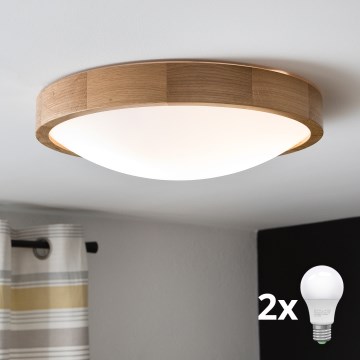 Brilagi - Iluminação de teto LED CARVALHO SLIM 2xE27/60W/230V carvalho diâmetro 37 cm