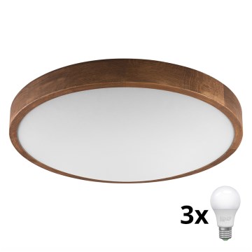 Brilagi - Iluminação de teto LED CARVALHO SLIM 3xE27/60W/230V carvalho cereja diâmetro 47 cm