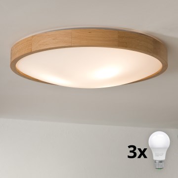 Brilagi - Iluminação de teto LED CARVALHO SLIM 3xE27/60W/230V carvalho diâmetro 47 cm