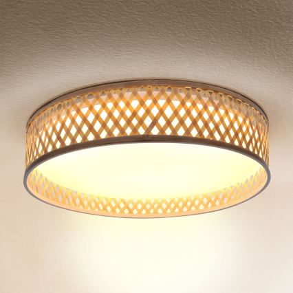 Brilagi - Iluminação de teto LED com regulação CAMILA LED/48W/230V 3000-6500K bambu diâmetro 40 cm + comando