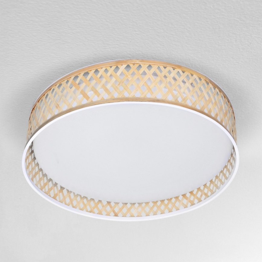 Brilagi - Iluminação de teto LED com regulação CAMILA LED/48W/230V 3000-6500K bambu diâmetro 40 cm + comando