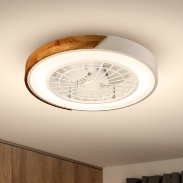 Brilagi - Iluminação de teto LED com regulação e ventoinha LED/30W/230V 3000-6500K branco/carvalho + comando