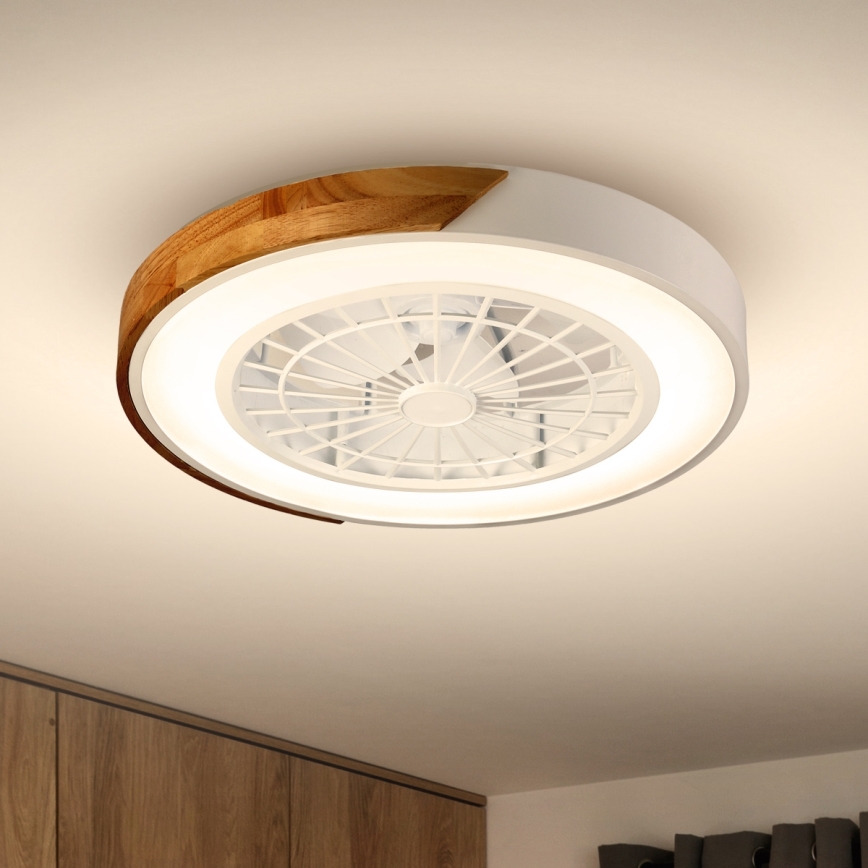 Brilagi - Iluminação de teto LED com regulação e ventoinha LED/30W/230V 3000-6500K branco/carvalho + comando